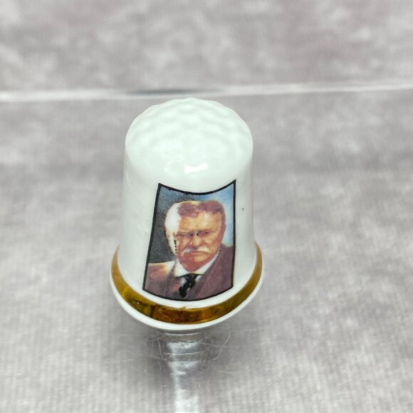 Theodore Roosevelt Commemorative Thimble Fine Bone China By Finsbury England - Picture 3 of 8